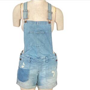Hollister Bib Overalls Shorts Blue Denim Light Wash Cotton Sz S #72M